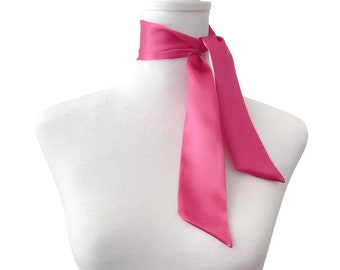 Silk Mini Scarf | 14 Colors | 2&quot; Wide | Neck Scarf | Hair Tie | Head Scarf | Gift | Handbag Scarf