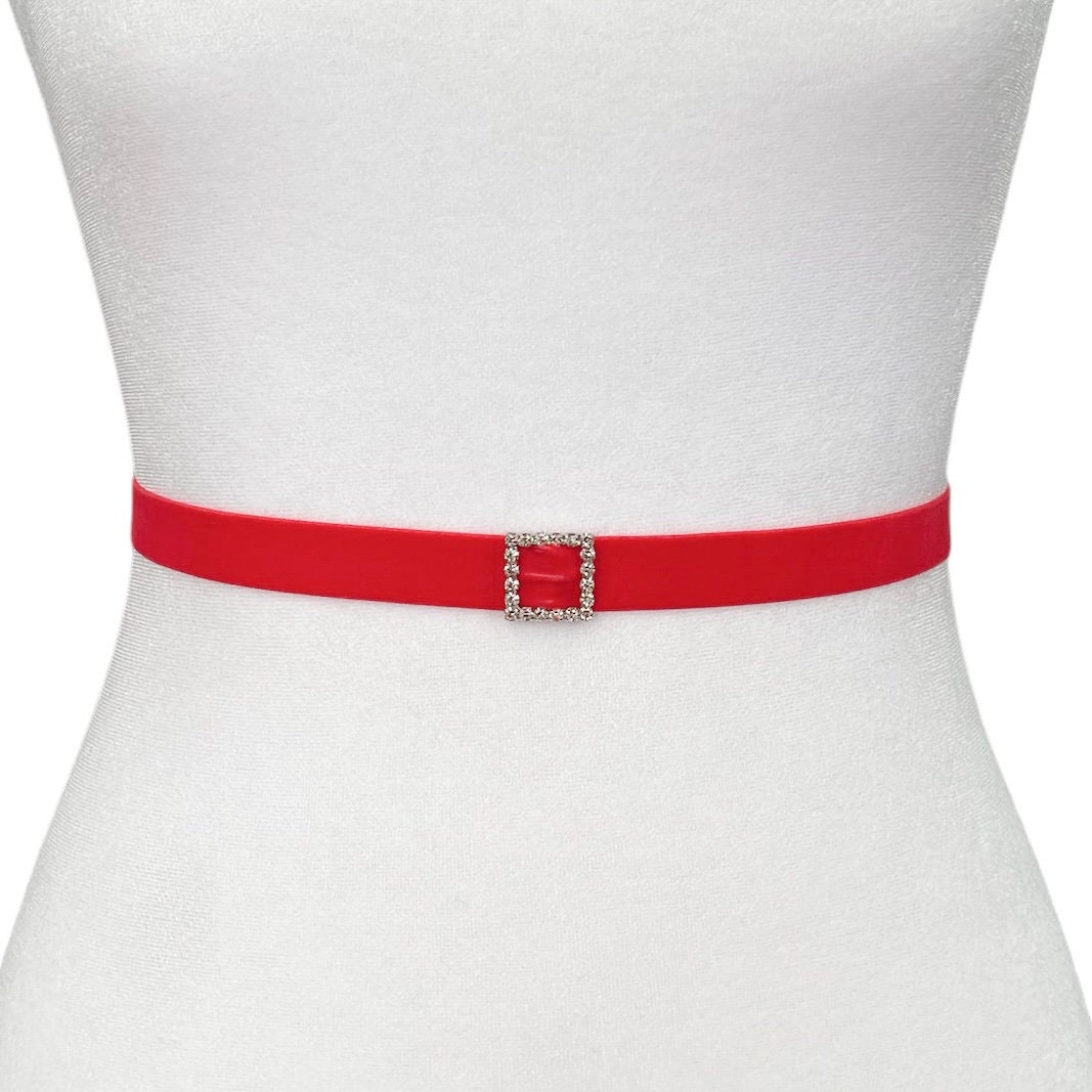 Velvet/ Rhinestone Front stretch Belt Navy Premium European Crystal Stretch Velvet Belt With Front  main image 3