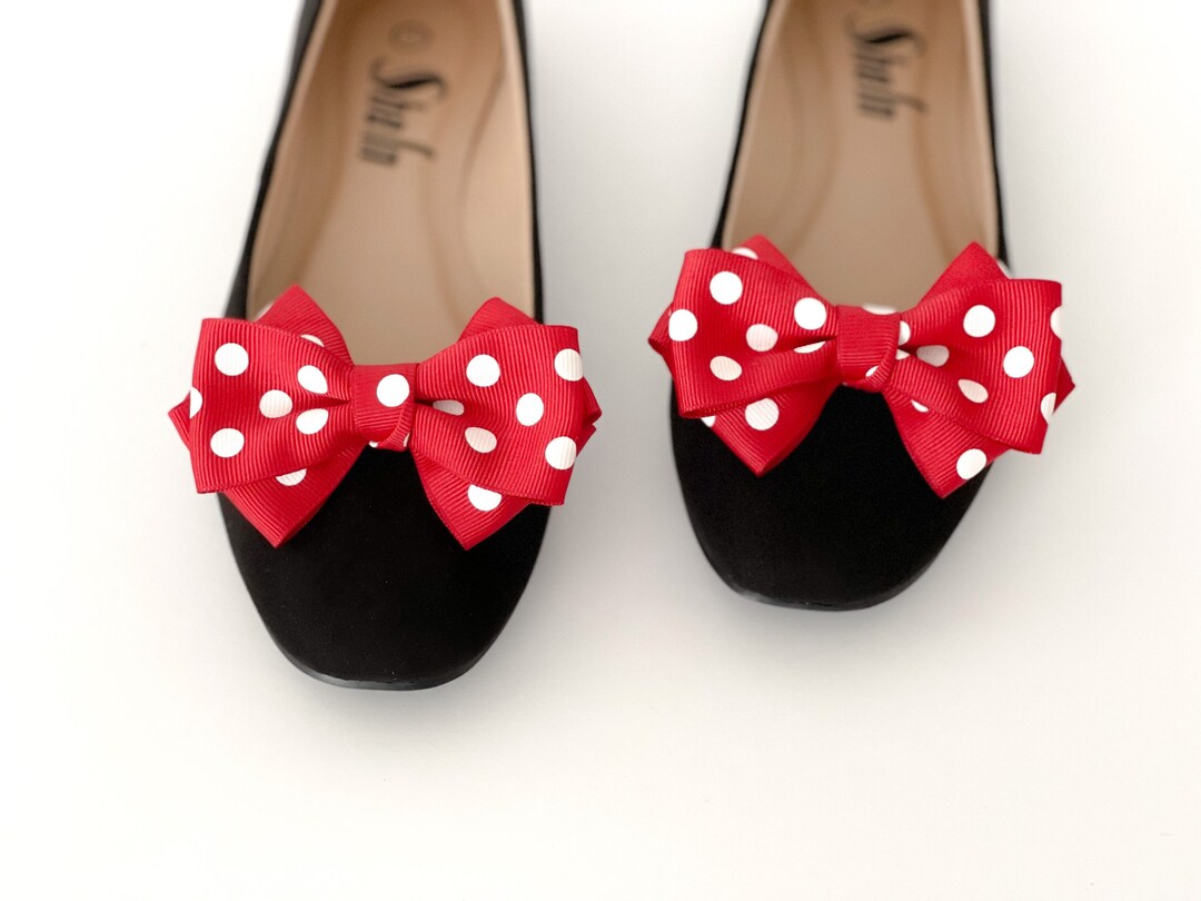 Red White Polka Dots Bow Shoe Clips Polka Dot Shoe Clips Gifts for Her