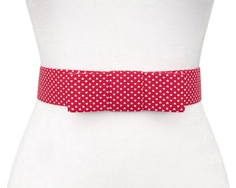 Sweetheart Ribbon Bow Belt | Cotton Bow Belts | Thin Belt | Elastic Belt | Bow Belt | Red Belt | Heart Belt | Valentine's Day Gift
