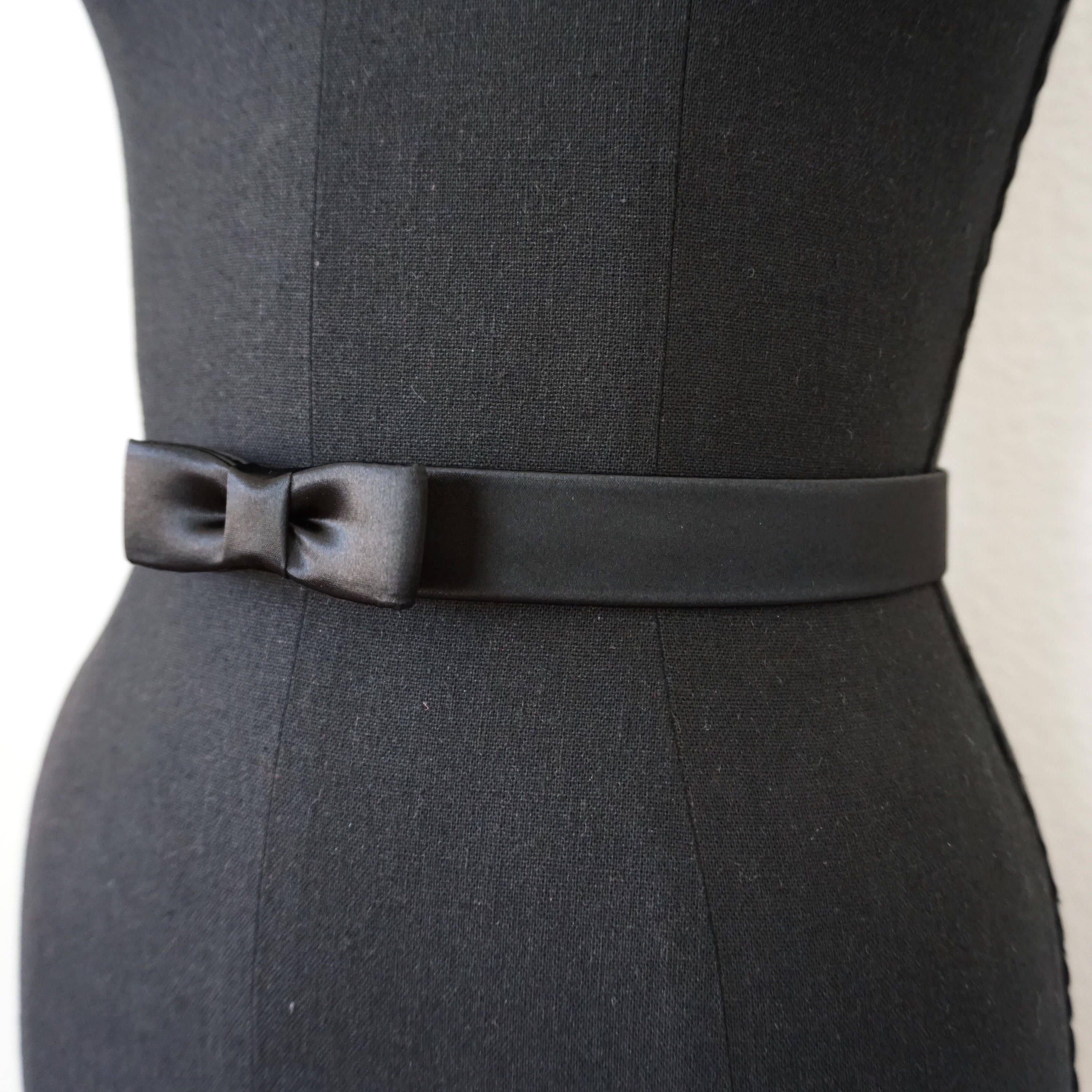 Black satin best sale belt with buckle