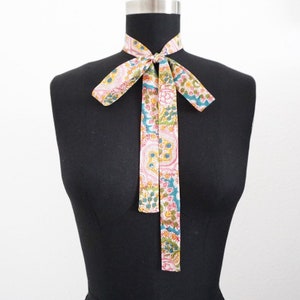 Floral Cotton Skinny Scarves 2 Prints Bow Scarf Pussy Bow Head Scarf Gifts for her image 5