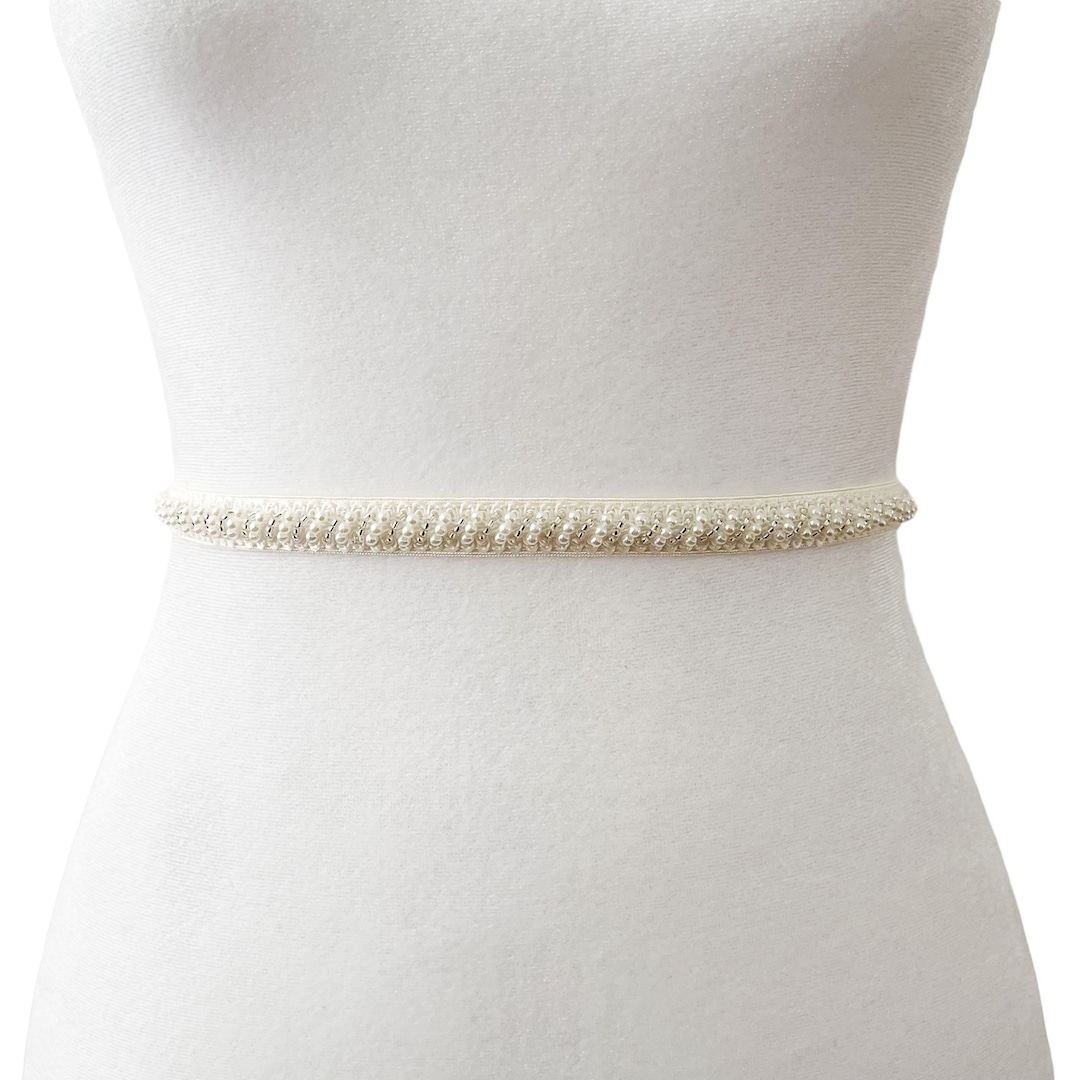 Skinny Ivory Beaded Belt | Formal Belt | Bridal Belt | Bridesmaid Belt ...