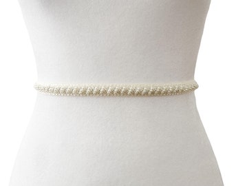 Skinny Ivory Beaded Belt | Formal Belt | Bridal Belt | Bridesmaid belt | Wedding Belt