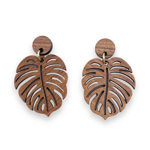Wooden Palm Leaf Earrings | Tropical Earrings | Beachy Earrings | Boho Earrings | Gift for her | Holiday Earrings | Vacation Earrings