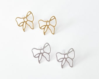 Bow Earrings | 2 Finishes | Statement Earrings | Stud Earrings | Gift for her