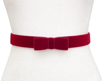 Velvet Mini Bow Belt | 3 COLORS | Holiday | Bridal | Evening | Valentines Day | Black | Formal Belts