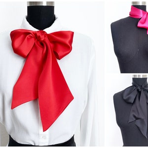 Big Silk Bow Scarf Bow Scarf Pussy Bow Head Scarf More Colors Gift for Her Silk Scarf image 1