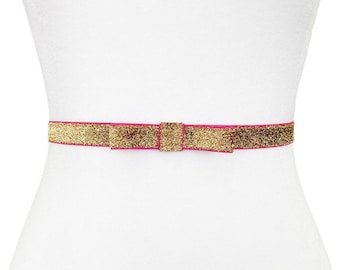 Goldie Sparkle Elastic Bow Belt | Elastic Belt | 3/4” Belt  display picture 1