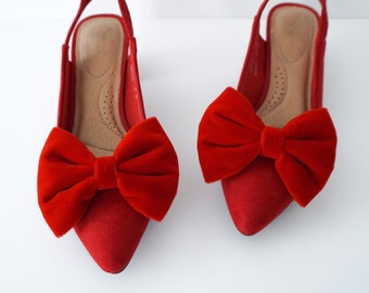 Velvet Bow Shoe Clips | 5 Colors | Vintage Shoes | Bridal Accessories | Gifts for her | Stocking Stuffers