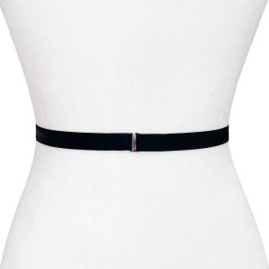Velvet Elastic Belt with Round Rhinestone Buckle 5 Colors Skinny Belt Evening Belt Formal Belt Simply Belt Bridal Belt image 4