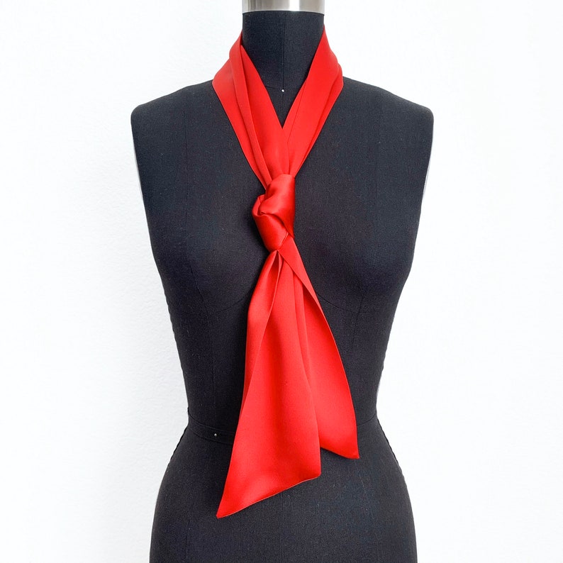 Big Silk Bow Scarf Bow Scarf Pussy Bow Head Scarf More Colors Gift for Her Silk Scarf Red