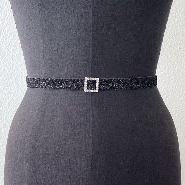 Black Elastic Evening Belt Etsy