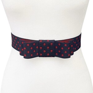 Vintage Neiman Marcus Made in Italy Navy Polka Dot Wide Waist Belt Medium Vintage Neiman Marcus Made in Italy Navy Polka Dot Wide  main image 3