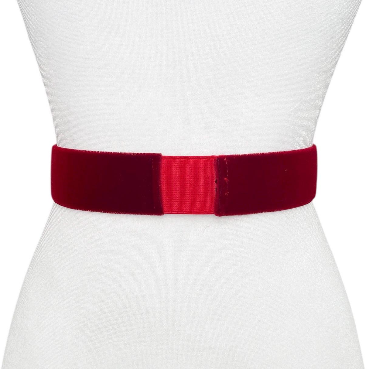8396 2 Colors Elastic Bow Belts Black Red Cloth Bowknot Stretch Sash Tie 2-Pcs-Rhinestone-Bow-Belts-  main image 2