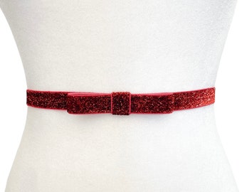 Sparkle Elastic Bow Belt | 10 Colors | Elastic Belt | 1/2” Belt | Evening Belt | Formal Belt | Glitter Belt | Bridal Belt