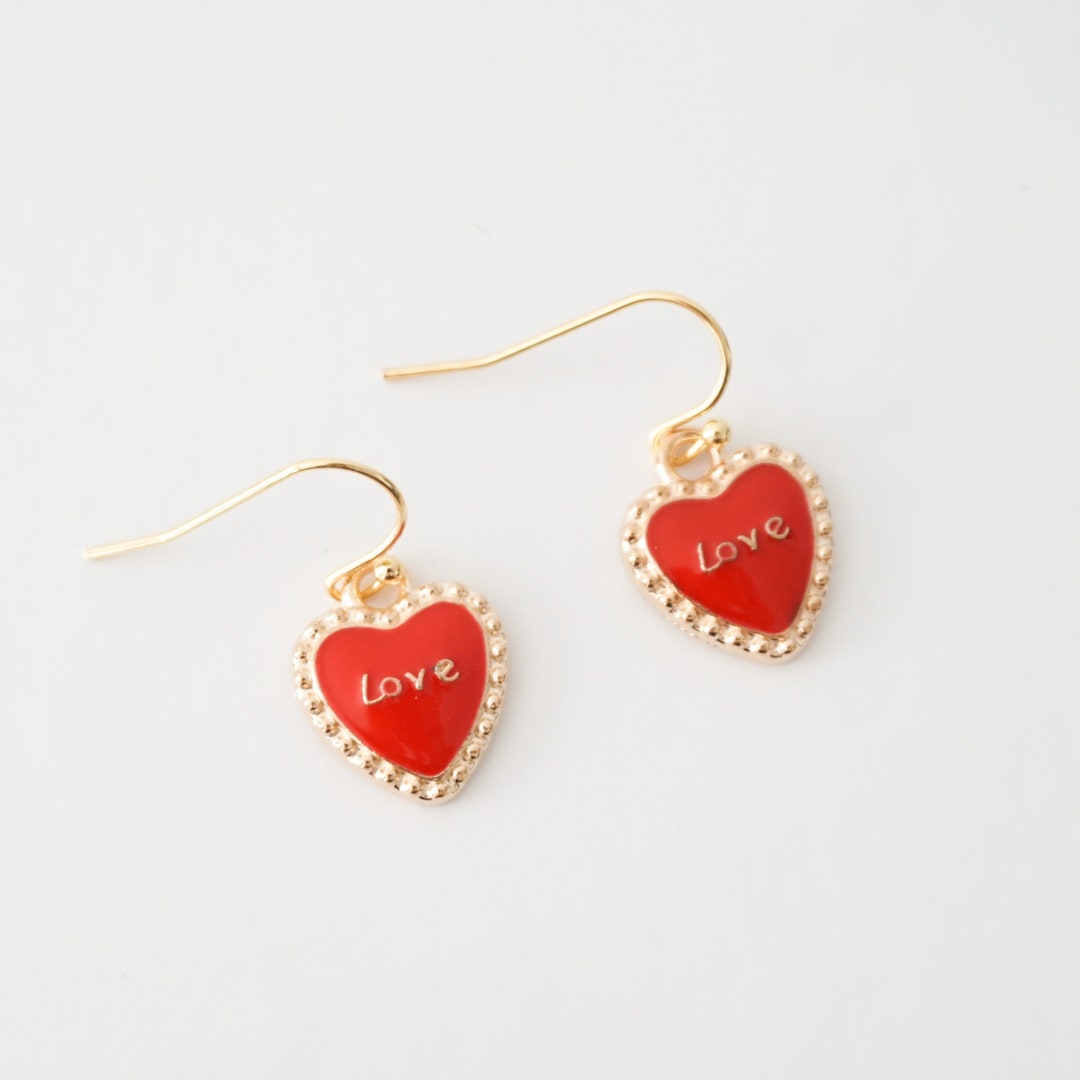 Valentine Earrings Heart Earrings Gold Earrings Gifts for Her ...
