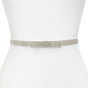 Glamour Skinny Rhinestone Bow Belt | Formal Belt | Bridal  display picture 3