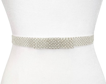 Diamonds and Pearls Bow Belt | Rhinestone Belt | Formal Belt | Bridal Belt | Bridesmaid belt | Wedding Belt | Luxury Belt