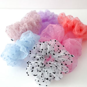 Swiss Dot Organza Scrunchies | 2 Sizes | Pastel Scrunchies | Spring Scrunchies | Easter Basket Gift
