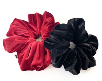 Lush Velvet Scrunchies | 2 Sizes | 2 Colors | Classic Size Scrunchies | Oversized Scrunchies | Hair Ties | Stocking Stuffers | Gifts for her