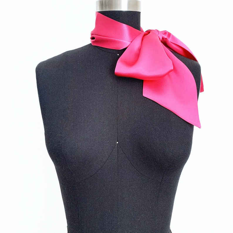 Big Silk Bow Scarf Bow Scarf Pussy Bow Head Scarf More Colors Gift for Her Silk Scarf image 4