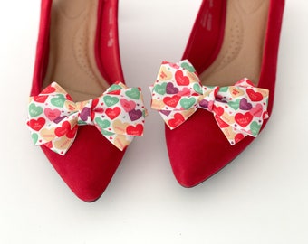 Heart Candy Bow Shoe Clips | Valentine Day Gift | Valentine's Day Shoe Clips