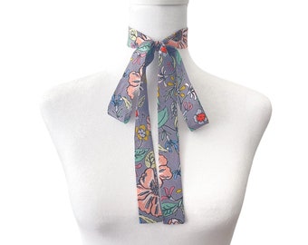 Tea Garden Bow Scarf | Skinny | 1" Wide | Pussy Bow | Neck Scarf | Hair Tie | Head Scarf | Gift