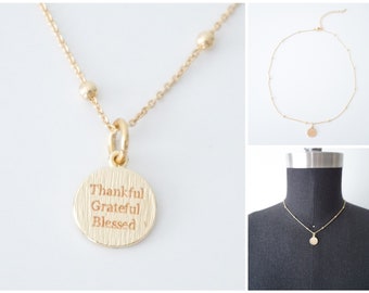 Blessed Pendant Necklace | 2 Lengths | Gold Necklace | Layering Necklace | Dainty Necklace | Gift for her | Easter Gift