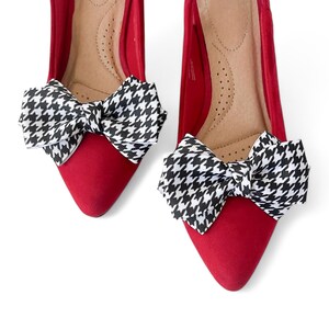 Houndstooth Bow Shoe Clips | Designer Shoe Clips | Gifts for her | Stocking Stuffers