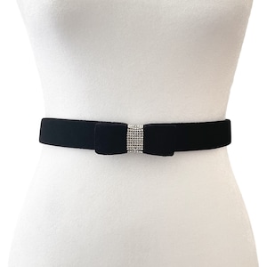 Velvet Mini Bow Belt with Rhinestones | 3 COLORS | Holiday | Bridal | Evening | Black | Formal