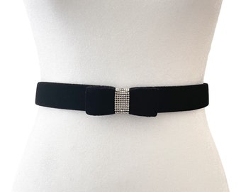 Velvet Ribbon Bow Belt | 2 COLORS | Black Velvet Belt  display picture 2