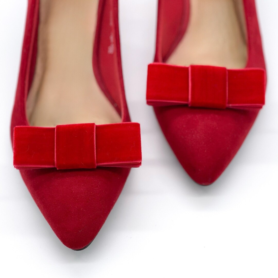 Velvet Ribbon Bow Shoe Clips 4 Colors Formal Shoes Stocking Stuffer