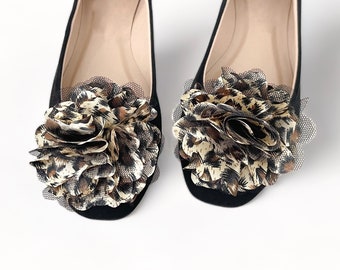 Animal Print Flower Shoe Clips | Pin Up Shoes | Gifts for her | Stocking Stuffers | Shoe Accessories | Shoe Decoration | Shoe Clip On