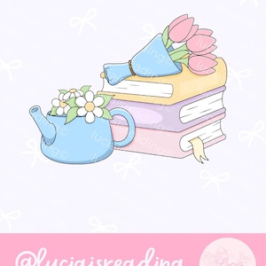 Diseño Digital Primavera Literaria | Seamless Pattern Libros y Flores | Floral Bookish Digital Paper | Diseño para Kindle Inserts, Tote Bags