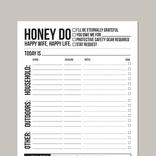 Instant Download Printable Sheet: Honey Do List - Etsy