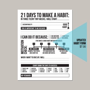 21 days to make a good habit: printable pdf sheet (Version 2)