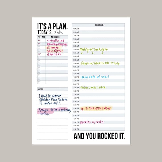 It S A Plan Daily Schedule Printable Sheet Etsy