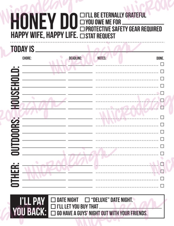 quick obtain printable sheet: honey do checklist graphic relating to Honey Do List Printable called immediate down load printable sheet: honey do record
