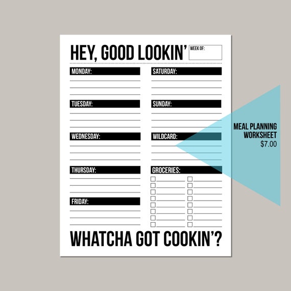 Hey Good Lookin Meal Planner Etsy