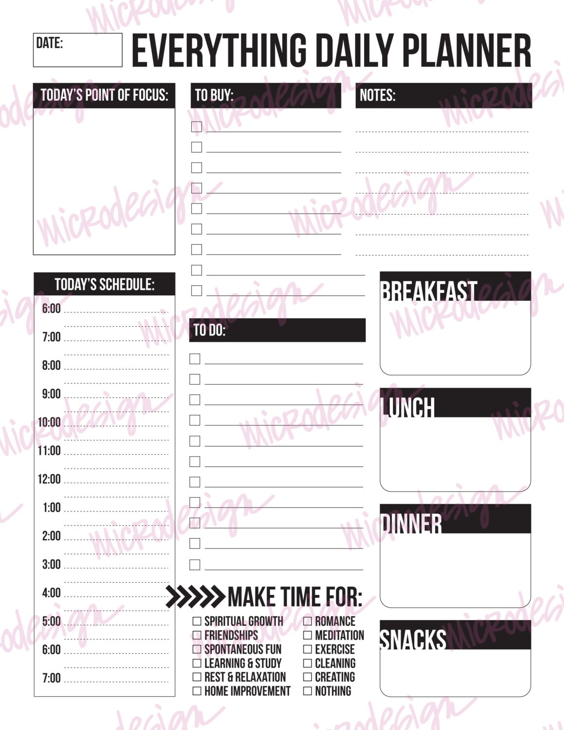 The Everything Daily Planner Printable Schedule and to Do Etsy Hong Kong