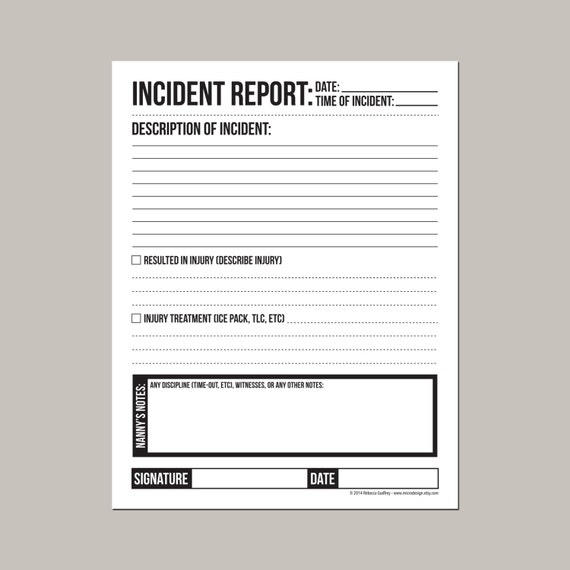 Incident Report Template Childcare PDF Template Incident Report Template Childcare PDF Template