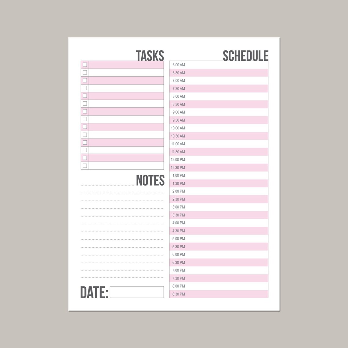 Simple Pink Planner: Daily Schedule Printable Sheet - Etsy