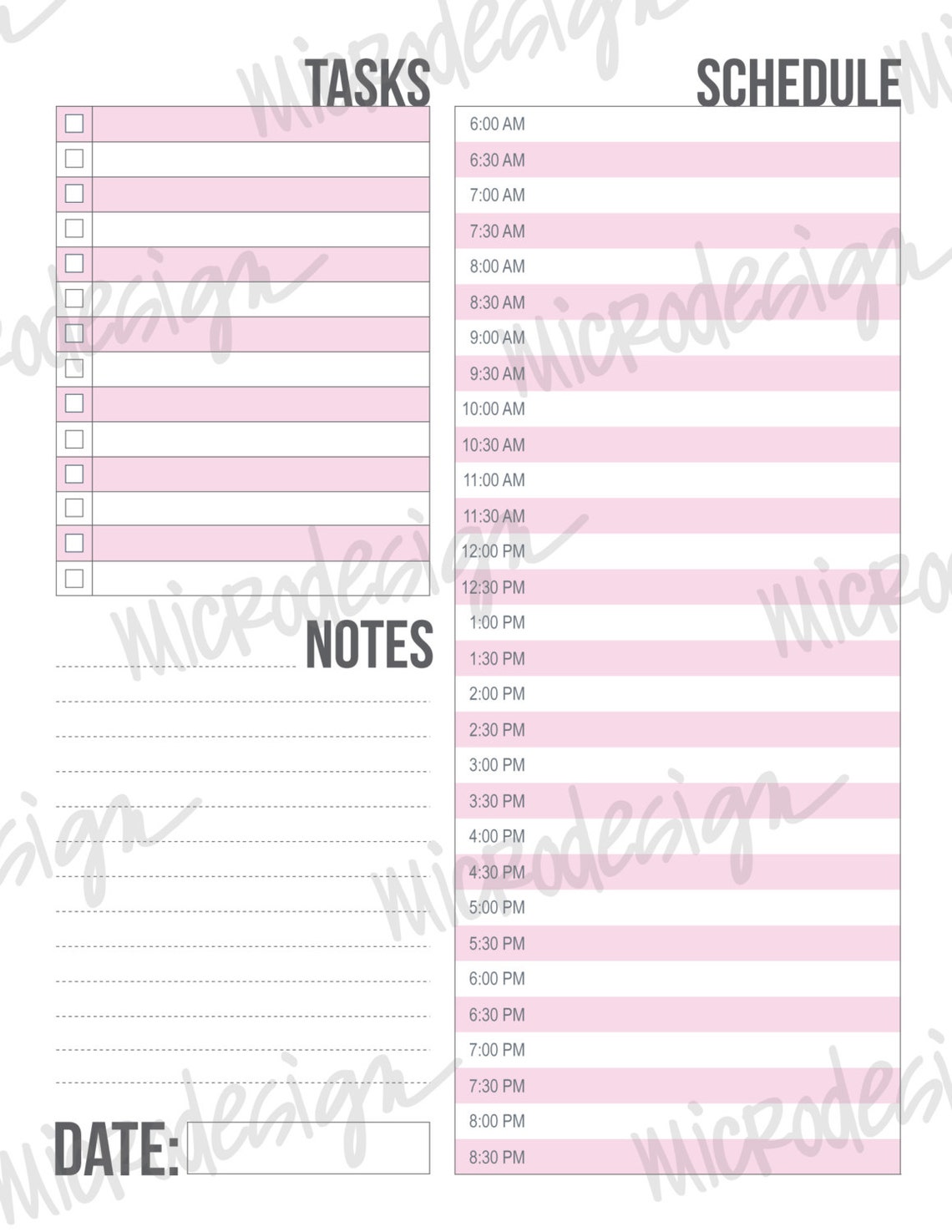 Simple Pink Planner: Daily Schedule Printable Sheet - Etsy