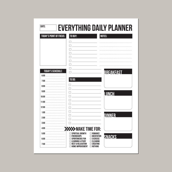 The Everything Daily Planner Printable Schedule and to Do Etsy