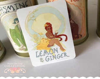 STICKER - Lemon & Ginger - Vinyl Sticker - Label - art nouveau design