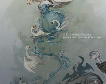 Swan Dance - A Fairy tale princess art print