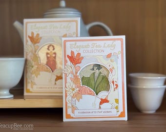 Elegant Tea Lady Collection - The set -- vinyl stickers tea labels
