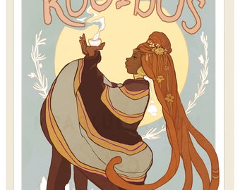 Rooibos Sticker // Tea Label // Elegant Art Nouveau design