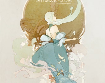 Elf Maiden // an Elegant Fantasy Art Nouveau print
